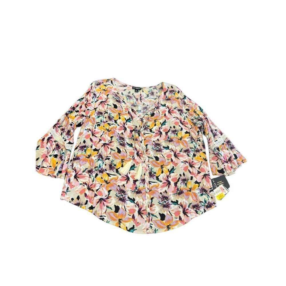 IN Studio boho crinkle rayon floral with Lace trim BOHO size 1x